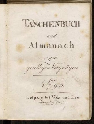 1793: Taschenbuch und Almanach zum geselligen Vergnügen