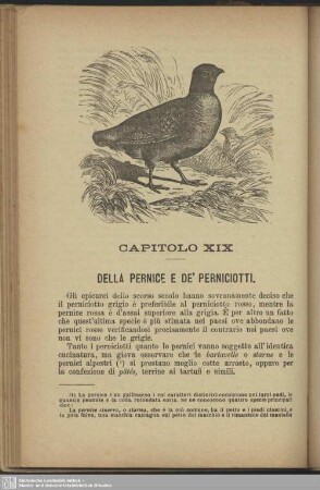 Capitolo XIX. Della pernice e de'perniciotti