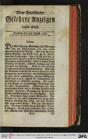 [62. -70. Stueck] (August 1773)