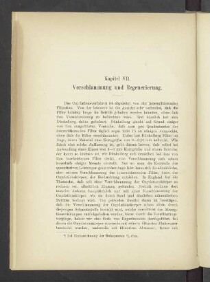 Kapitel VII. Verschlammung und Regenerierung