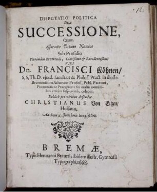 Disputatio Politica De Successione