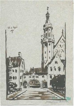 Fischer, Theodor; München - Kohleninsel; Bebauungsplan - Perspektive