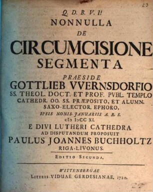 Nonnulla De Circumcisione Segmenta