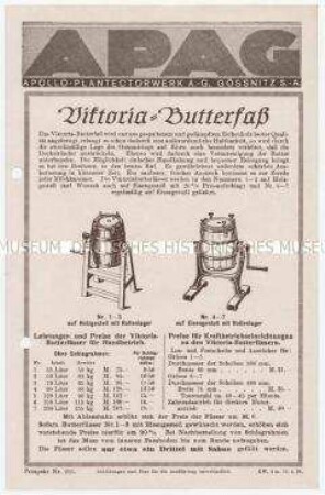 Victoria-Butterfass / Prospekt Nr. 255