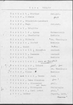 Kurs 1950/51