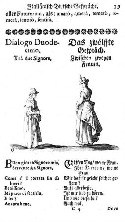 Dialogo Duodecimo. Trà due Signore. / Das zwölffte Gespräch. Zwischen zweyen Frauen.