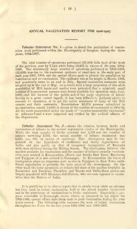 Annual vaccination report for the year 1906-1907
