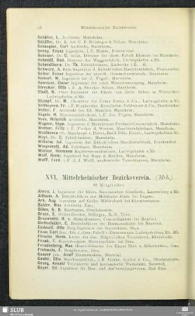 XVI. Mittelrheinischer Bezirksverein.