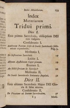 133-134, Index Materiarum Tridui primi