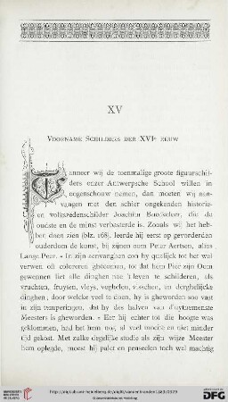 XV. Voorname schilders der XVIe EEUW
