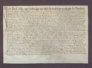 Paul Diller, Einwohner zu Odenheim, und seine Ehefrau Katharina verschreiben dem Ritterstift Bruchsal eine jährliche Gült von 2 Gulden aus 40 Gulden Kapital.