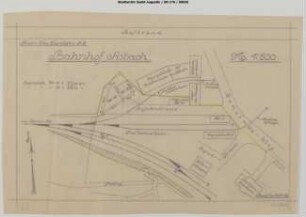 Asbach, Bahnhof: Teil-Lageplan Lagerplätze. Gleisplan.