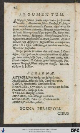 Argumentum; Personae.