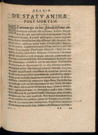 Oratio De Statu Animae Post Mortem.