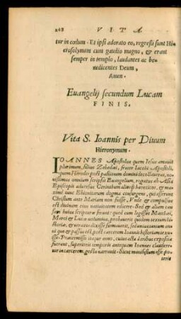 Vita S. Ioannis per Divum Hieronymum.