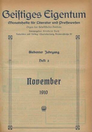 Heft 2 (November 1910)