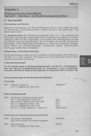 Philosophische Fakultät II: Sprach-, Literatur- und Kulturwissenschaften