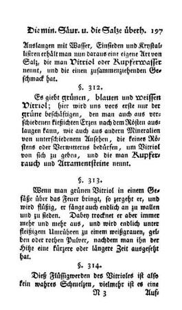 Verhältniß des Vitriols im Feuer; Vitriolsäure (§§. 313-321)