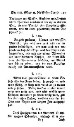 Verhältniß des Vitriols im Feuer; Vitriolsäure (§§. 313-321)
