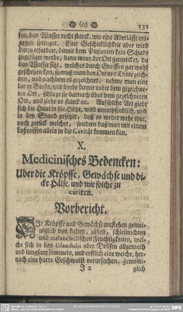 X. Medicinisches Bedencken: Uber die Kröpffe, Gewächse und dicke Hälse, und wie solche zu curiren