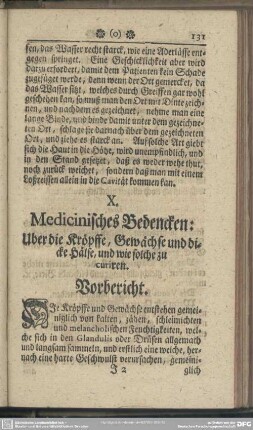 X. Medicinisches Bedencken: Uber die Kröpffe, Gewächse und dicke Hälse, und wie solche zu curiren