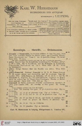 Genealogie. Heraldik. Ordenswesen (Nr. 1 - 990)