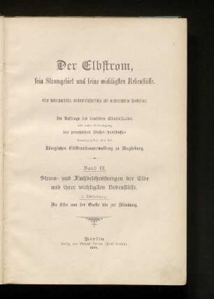 Bd. 3, Abth. 1: Die Elbe von der Quelle bis zur Mündung
