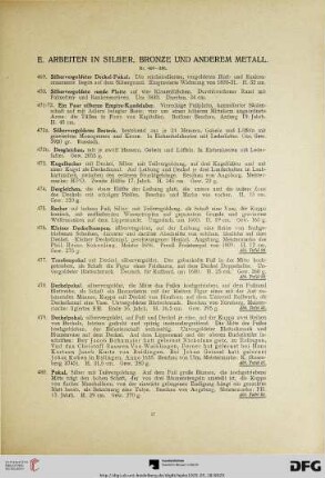 E. Arbeiten in Silber, Bronze und anderem Metall (Nr. 469-556)