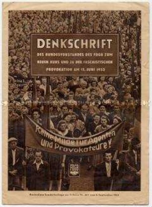 Sonderdruck des FDGB zum "Neuen Kurs" der Parteiführung nach dem 17. Juni 1953