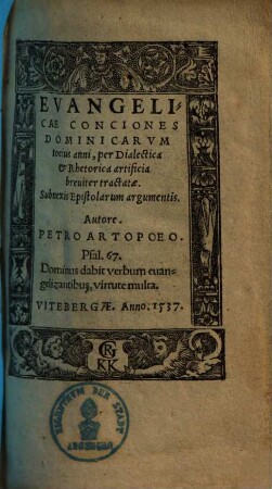 Evangelicae conciones Dominicarum : totius anni