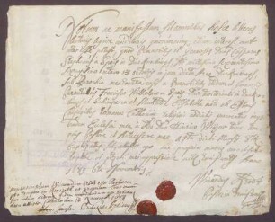 Taufzeugnis des Kaspar Stephan Spies von Büllesheim zu Schimpern (13. Oktober 1668).