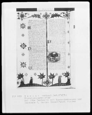 Franziskanisches Brevier — Initiale C, darin Himmelfahrt Christi, Folio 108verso