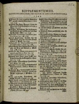 4: Supplementum ... catalogi librorum venalium in Officina Grossiana