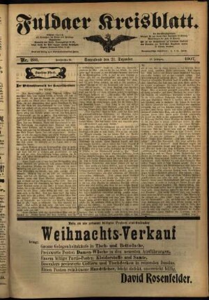 Zweite Ausgabe vom Samstag, den 21. Dezember 1907.