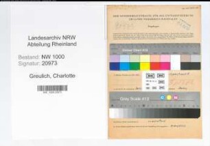 Entnazifizierung Charlotte Greulich, geb. 20.06.1901 (Postsekretaerin)