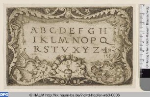 Alphabet mit lateinischen Majuskeln in einer Kartusche