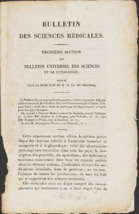 Troisième Section: Bulletin des sciences médicales et de l'industrie