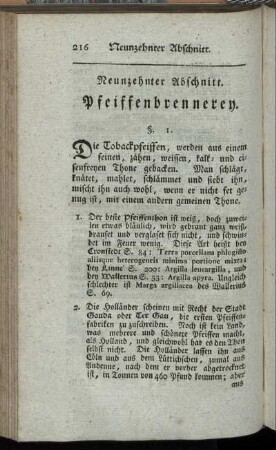 Neunzehnter Abschnitt. Pfeiffenbrennerey.