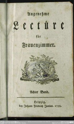8.1778: Angenehme Lectüre für Frauenzimmer