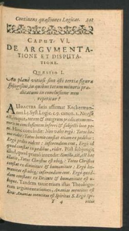 Caput VI. De Argumentatione Et Disputatione.