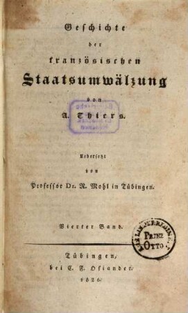 Geschichte der französischen Staatsumwälzung. 4. (1826). - 294 S.