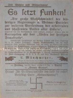 Propagandaflugblatt der NSDAP gegen das System der Weimarer Republik