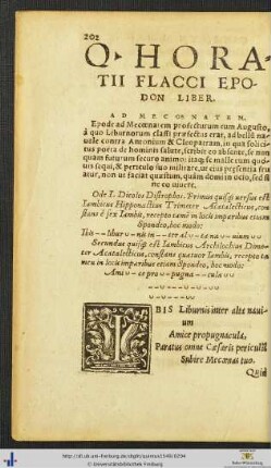 QUINTI HORATII FLACCI EPODON LIBER