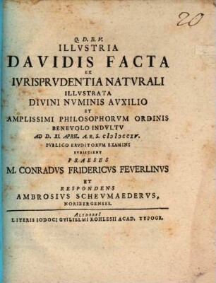 Illustria Davidis facta ex iurisprudentia naturali illustrata