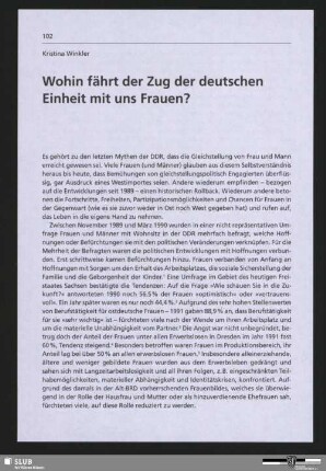 Wohin fährt der Zug der deutschen Einheit mit uns Frauen?