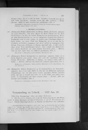 Versammlung zu Lübeck. - 1422 Jan. 20.