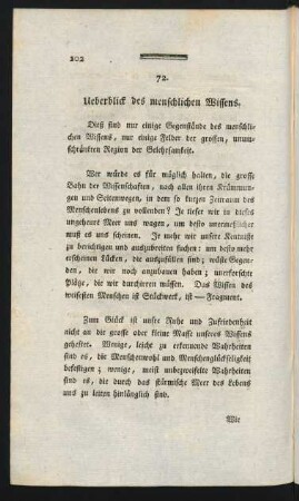 72. Ueberblick des menschlichen Wissens