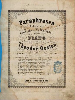 Paraphrasen beliebter deutscher Volkslieder für das Piano : op. 96. 10, In des Waldes tiefsten Gründen