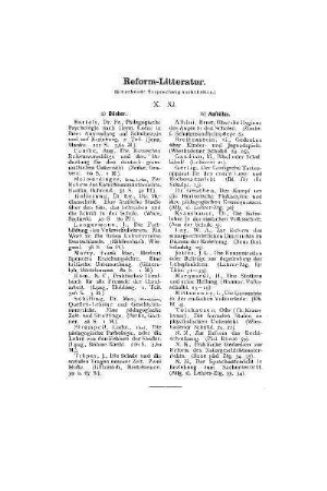 Reform-Litteratur : X. XI.