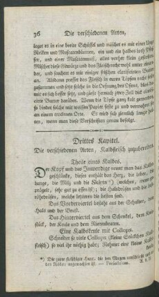 Drittes Kapitel. Die verschiedenen Arten, Kalbfleisch zuzubereiten